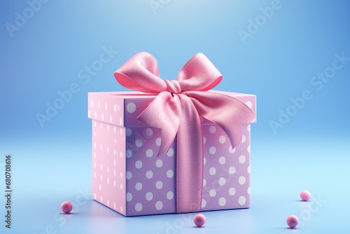 A stylish gift box on a serene blue background. Perfect for conveying warmth and sophistication.