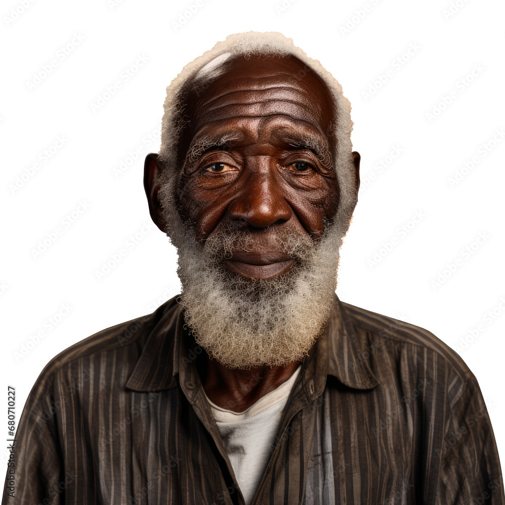 old senior african male man with beard . white background . generative ai old senior african male man with beard . white background . generative ai