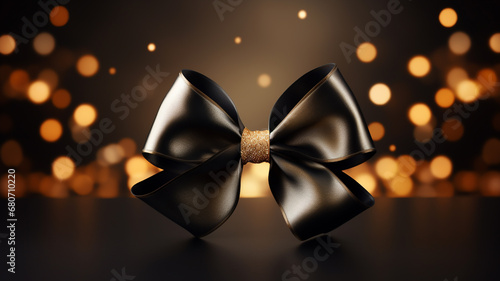 Black golden ribbon on table 