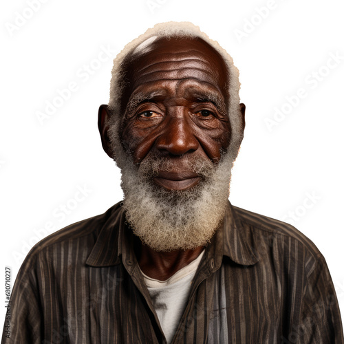 old senior african male man with beard . white background . generative ai