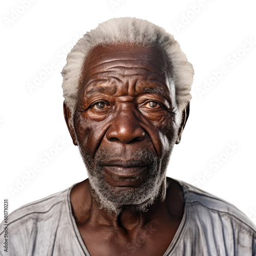 old senior african male man . white background . generative ai