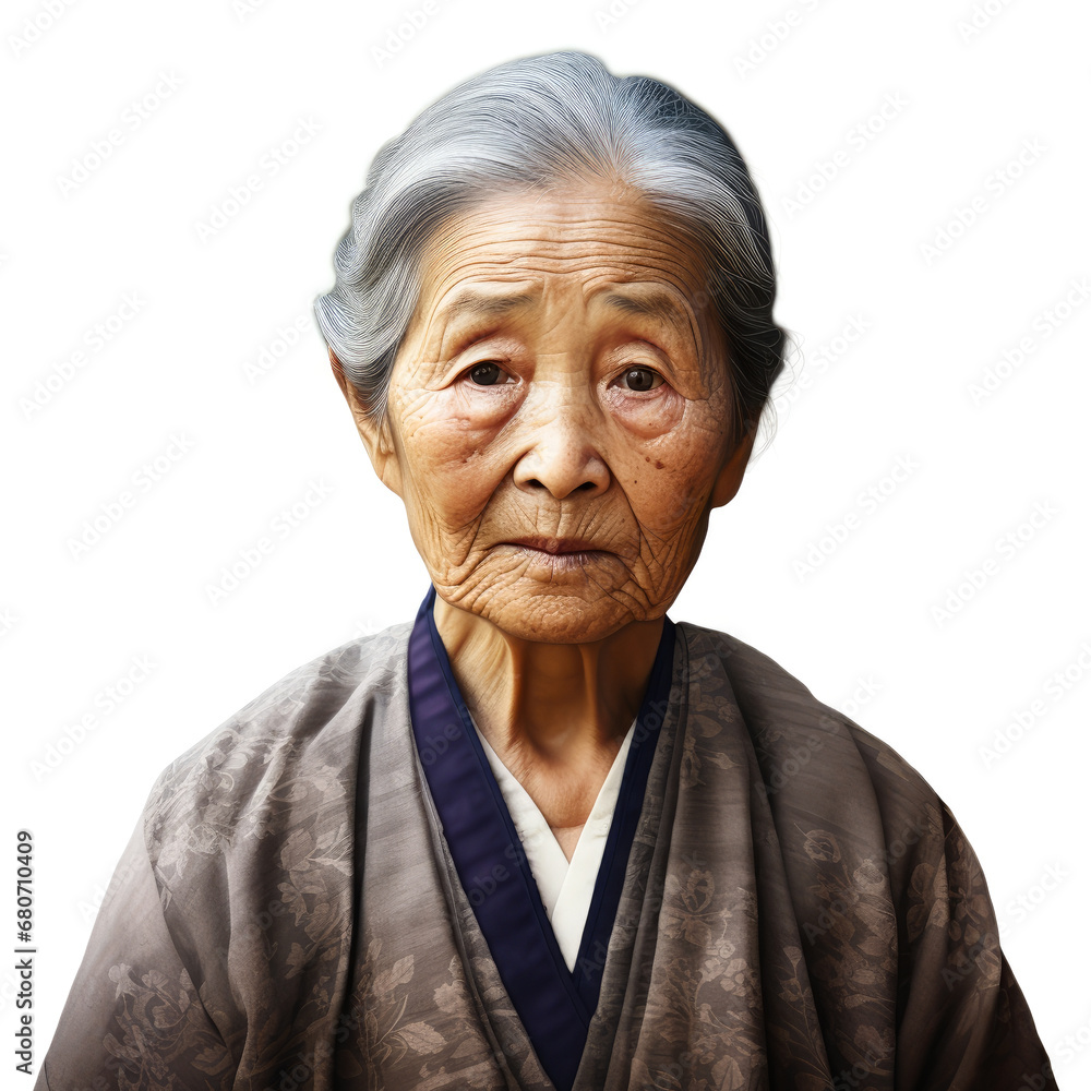 Obraz premium old asian senior woman female . white background . generative ai