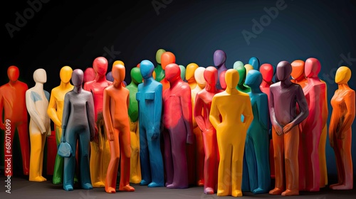Wooden and colored figures representing diversity and inclusion photo