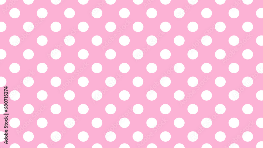Pink seamless and white polka dots pattern