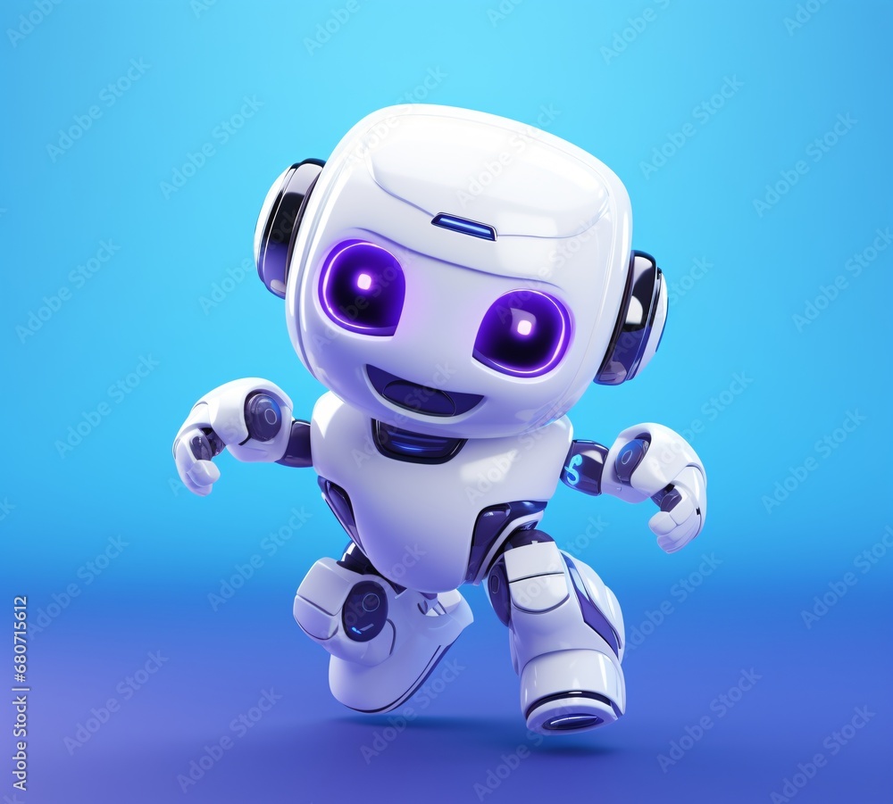 3d rendering of a tiny white robot flying on a blue background 3d rendering of vibrant color gradients elegant emotive faces 3d rendering of a tiny white robot flying on a blue background 3d rendering of vibrant color gradients elegant emotive faces