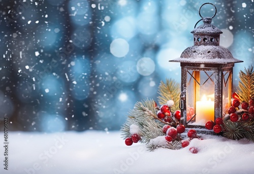 Christmas candle in the snow © Adriana