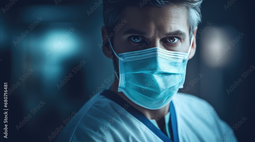 Doctor medic wearing protection medical mask on face wallpaper background Doctor medic wearing protection medical mask on face wallpaper background