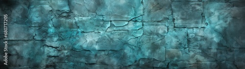 Textured Stone Wall with Blue / Turquoise Shades and Visible Irregularities 
