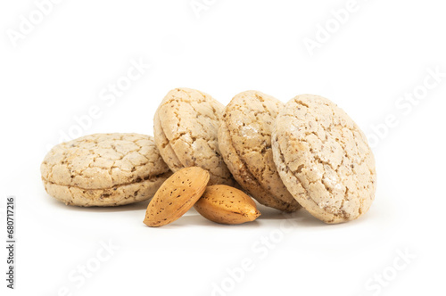 Almond cookie Acibadem with almond isolated on white background, turkish