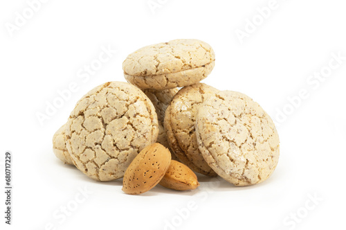 Almond cookie Acibadem with almond isolated on white background, turkish