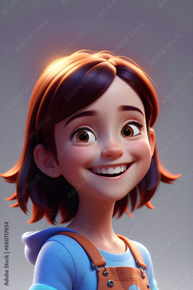 3d girl smiling animation style bright head to toe full image generative ai 3d girl smiling animation style bright head to toe full image generative ai