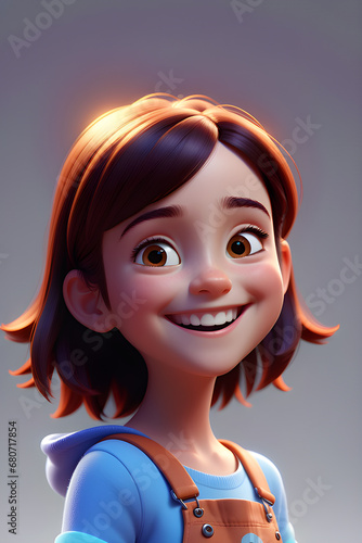 3d girl smiling animation style bright head to toe full image generative ai