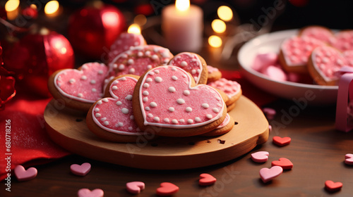 Valentine’s Day Heart Shaped Cookies, Background Images