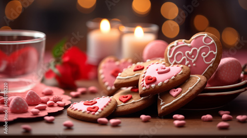 Background Image of Heart Shaped Cookies for Valentine’s Day
