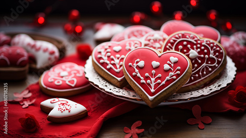 Images of Valentine Background with Heart Shaped Cookies