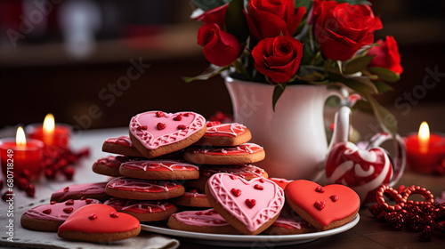 Heart Shaped Cookies for Valentine’s Day, Background Images
