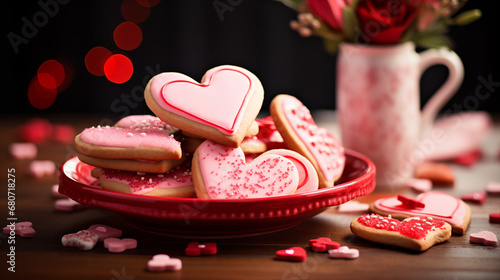 Heart Shaped Cookies on Valentine’s Day, Background Images