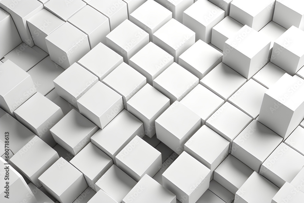 random shifted white cube boxes texture generative ai