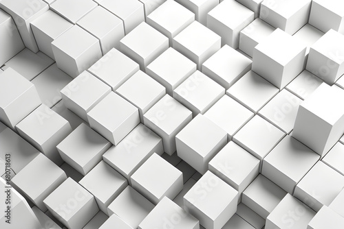random shifted white cube boxes texture generative ai