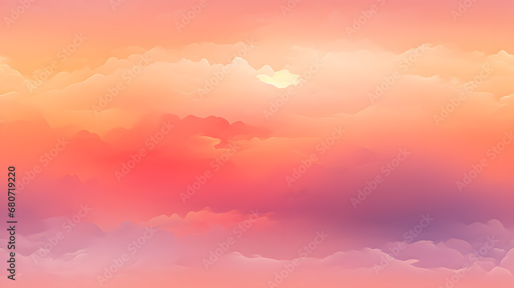 Vibrant orange and pink hues in sunset sky, seamless texture