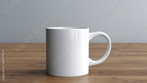 blank white mug on  wooden table