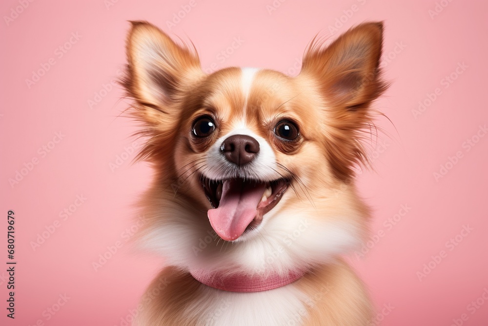 Studio shot capturing dog on vibrant backdrop Studio shot capturing dog on vibrant backdrop