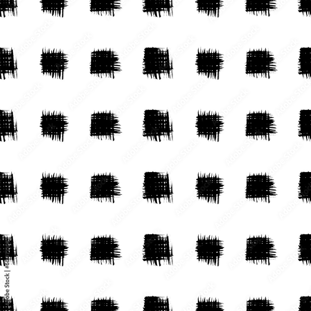 Seamless pattern with black brush stroke in square form Seamless pattern with black brush stroke in square form
