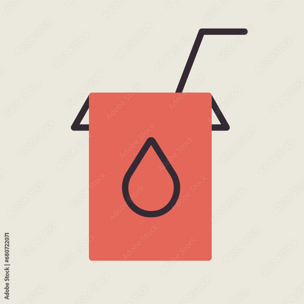 Milk box with straw vector icon Milk box with straw vector icon