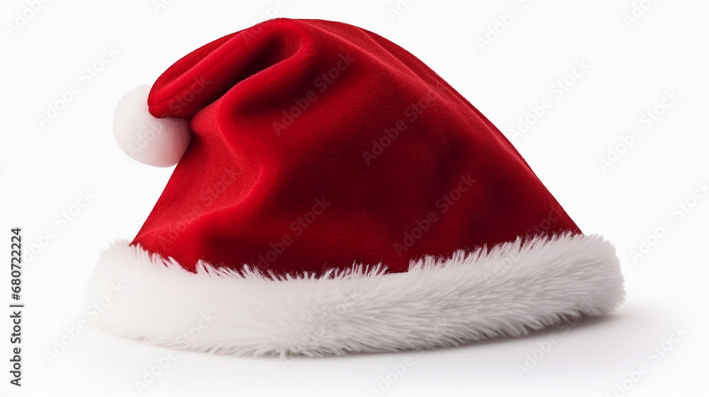 Christmas hat on a white background, front view. Christmas hat on a white background, front view.
