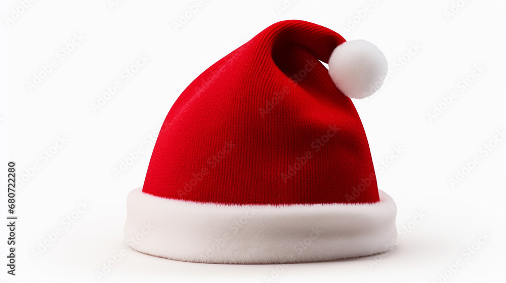 Christmas hat on a white background, front view. Christmas hat on a white background, front view.