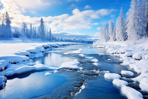 Snowy Landscapes in Tatra Mountains, Poland. Pristine White Peaks Under Clear Blue Sky