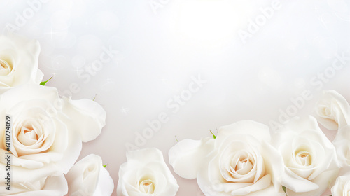 white roses on a blurred background with bokeh