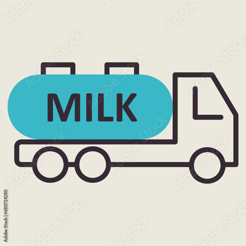 Truck with milk vector icon