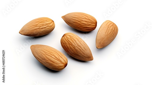 Almonds with white background top view Created