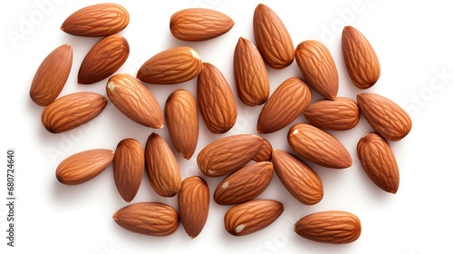 Almonds with white background top view Created
