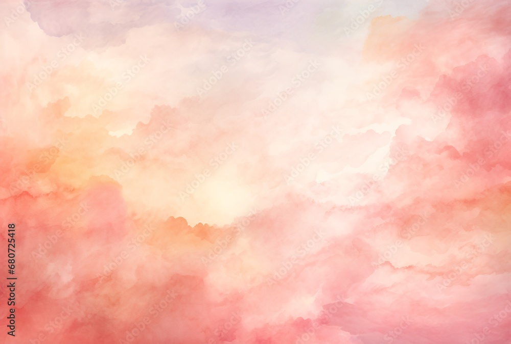 a watercolor background with colorful clouds, light red and light crimson, soft shading, bold color blends