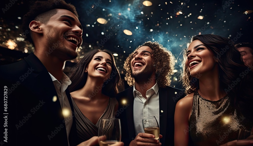 Caucasian Group Elegant Party Backdrop Generative AI Caucasian Group Elegant Party Backdrop Generative AI