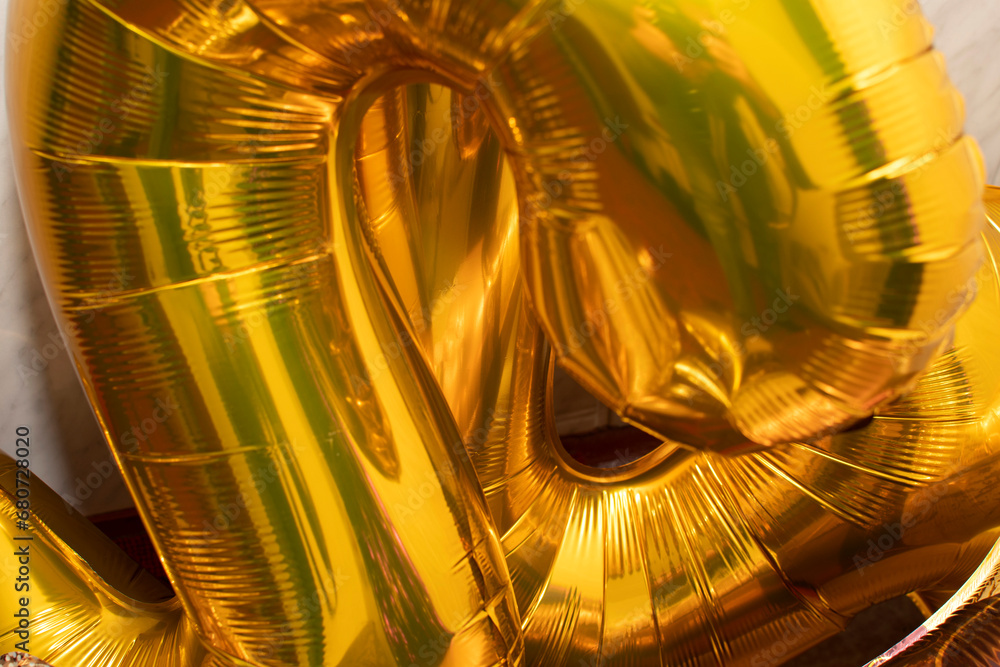 Closeup view of a golden balloon