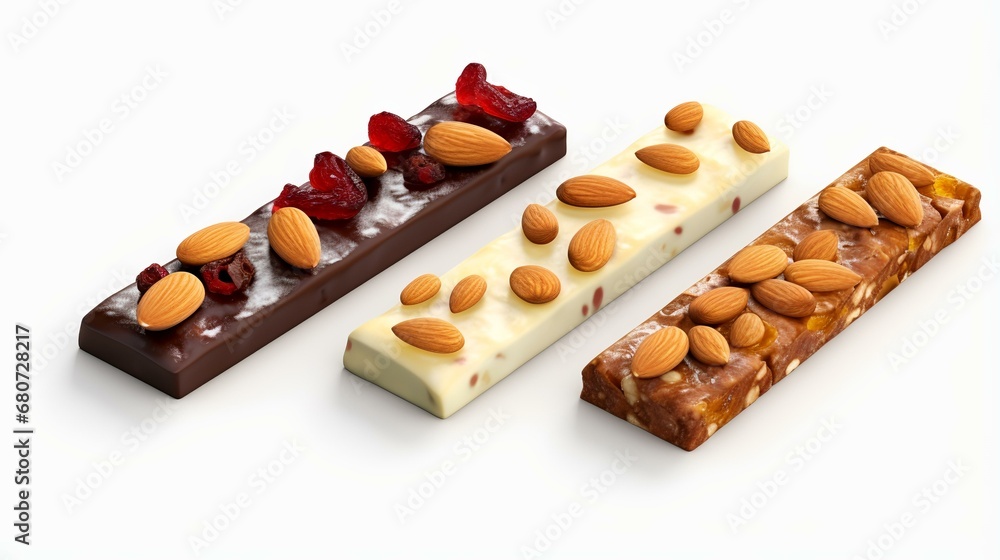 Set of protein bars with almond and fruits Set of protein bars with almond and fruits