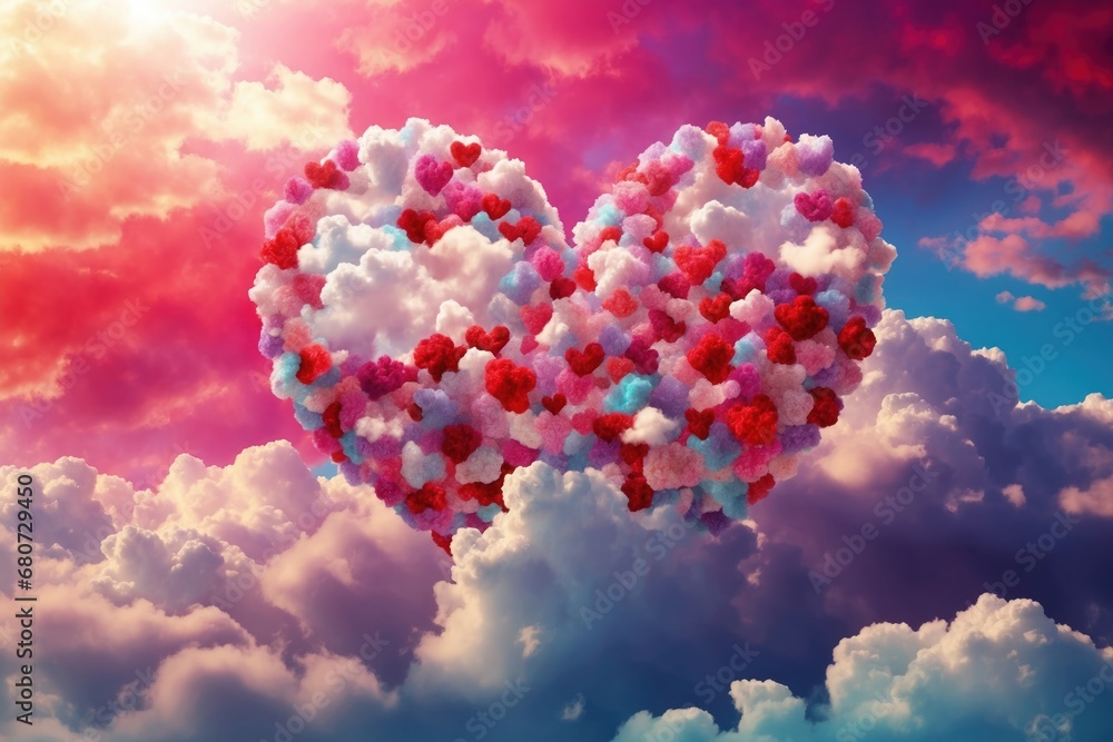 beautiful colorful valentine day heart in the clouds as abstract background. ai generative beautiful colorful valentine day heart in the clouds as abstract background. ai generative