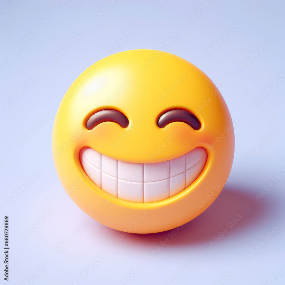 Grinning or smiling yellow emoji 3d style on the pastel background. ai generative Grinning or smiling yellow emoji 3d style on the pastel background. ai generative