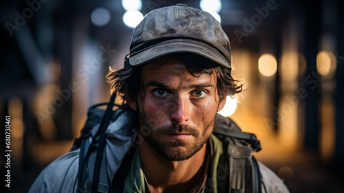 Curious Urban Explorer in Abandoned Building