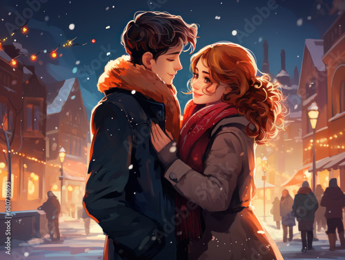 couple at christmas night