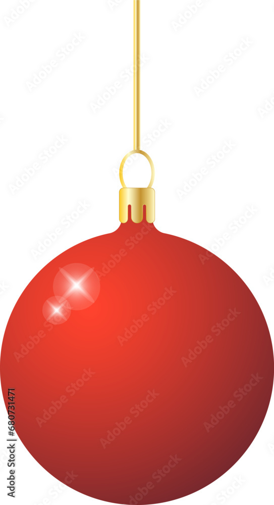 Simple Flat illustration of red christmas ball with sparkles on transparent background for stickers, decorations etc Simple Flat illustration of red christmas ball with sparkles on transparent background for stickers, decorations etc