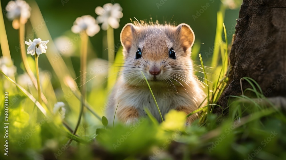 A cute squirrel looking through the grass. A cute squirrel looking through the grass.