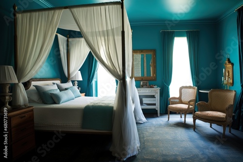 Turquoise Tranquility: Stylish Bedroom Retreat © Francesco