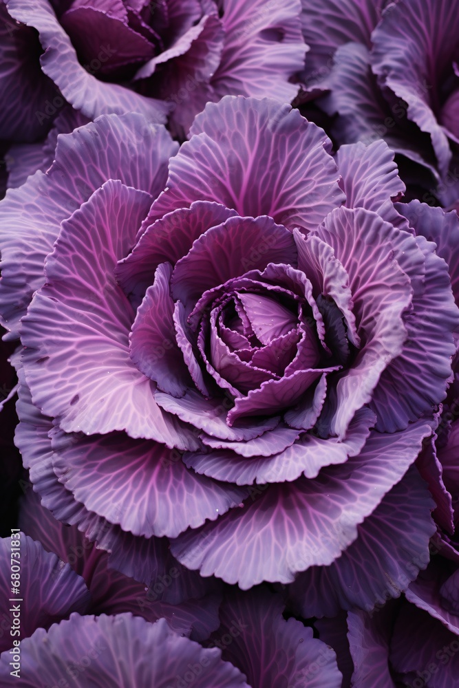 closeup of a colorful cluster of red cabbage, acros, kinetic pointillism, focus stacking closeup of a colorful cluster of red cabbage, acros, kinetic pointillism, focus stacking