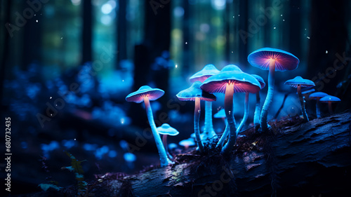 A cluster of vibrant mushrooms, AI Generative.