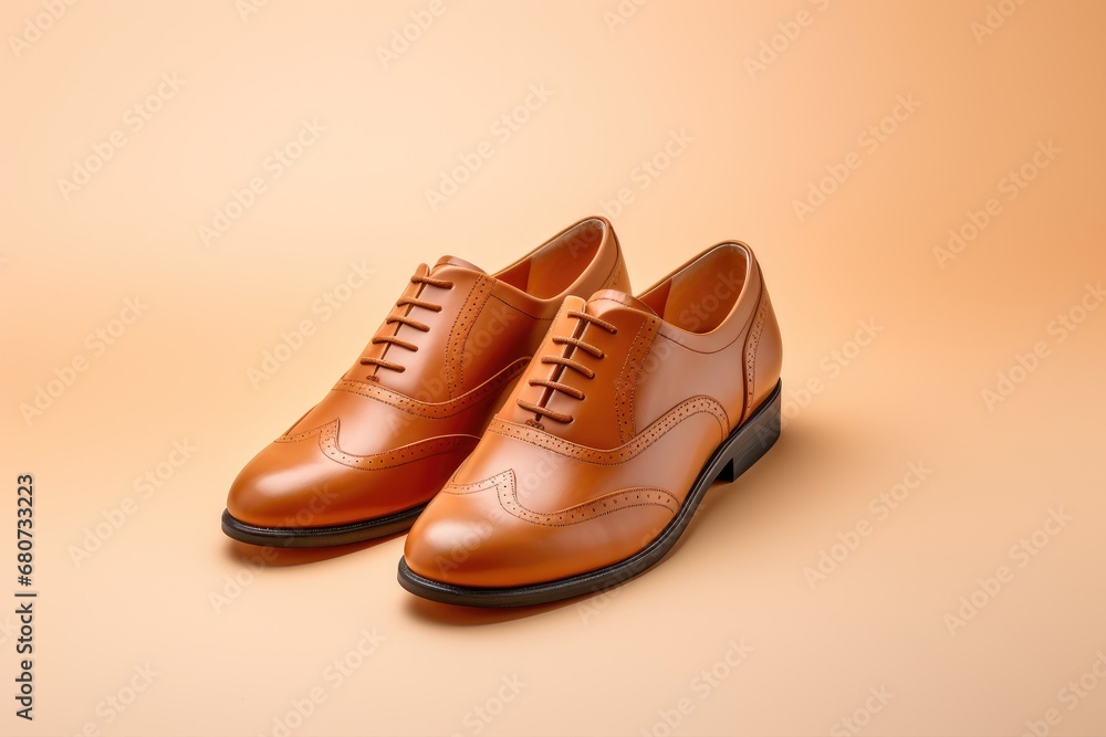 Light Brown Men's Dress Shoes – Timeless Elegance on a Plain Background Light Brown Men's Dress Shoes – Timeless Elegance on a Plain Background
