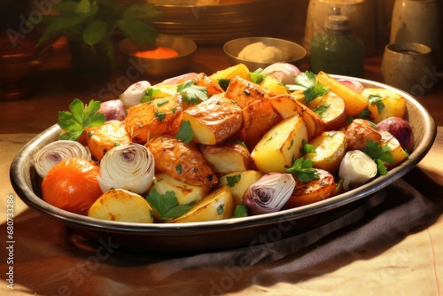 Roasted Assortment of Vegetables: Potatoes, Sweet Potatoes, Carrots, and Celery